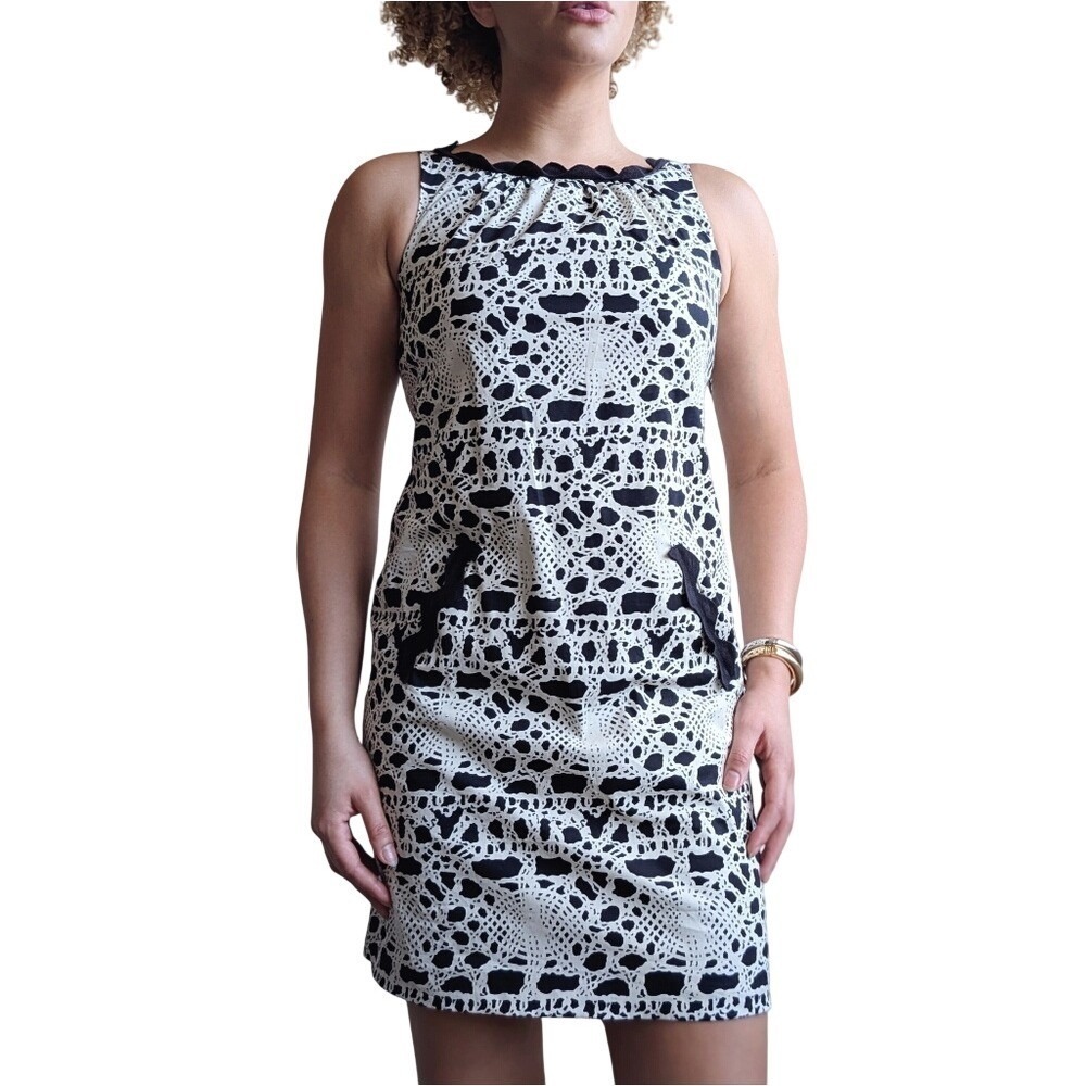 Vivienne Tam Vintage 90s Whimsigoth Geometric Maximalist Midi Shift Dress